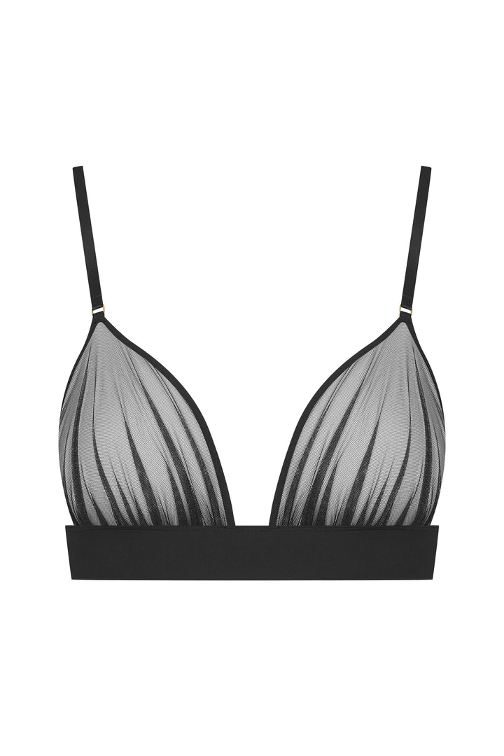 Triangle Bra - Nuit Fauve with Transparent Tulle and Wireless Support