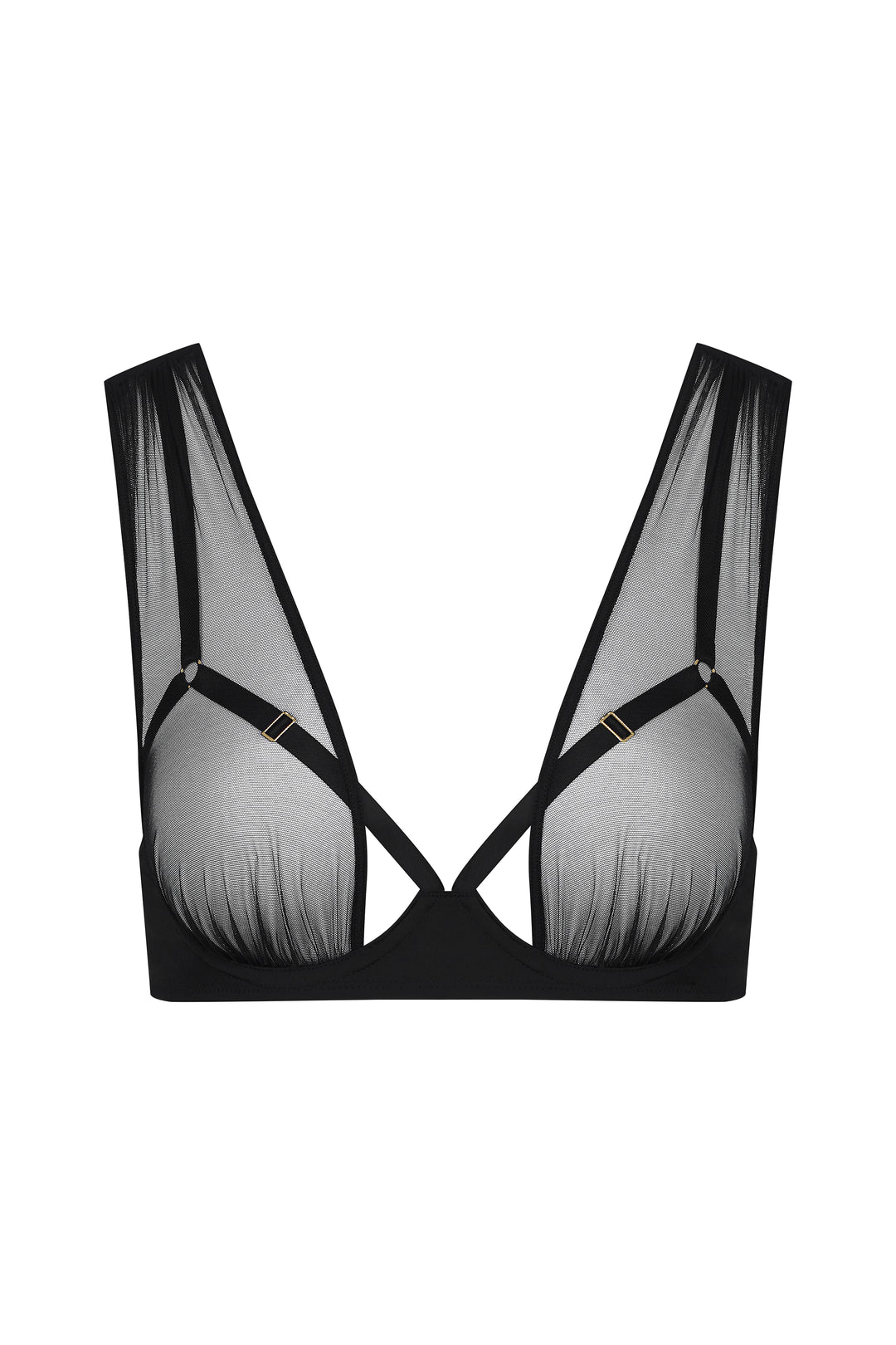 Cupless Bra - Nuit Fauve, sheer tulle and opaque back design