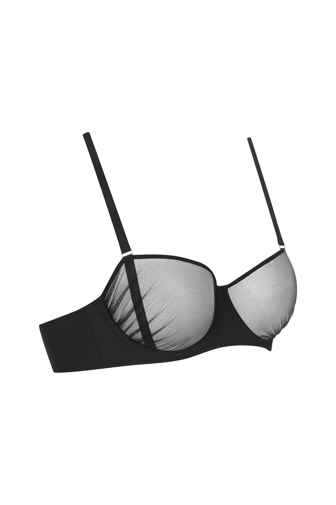 Wire Bra - Nuit Fauve with Transparent Tulle and Opaque Material