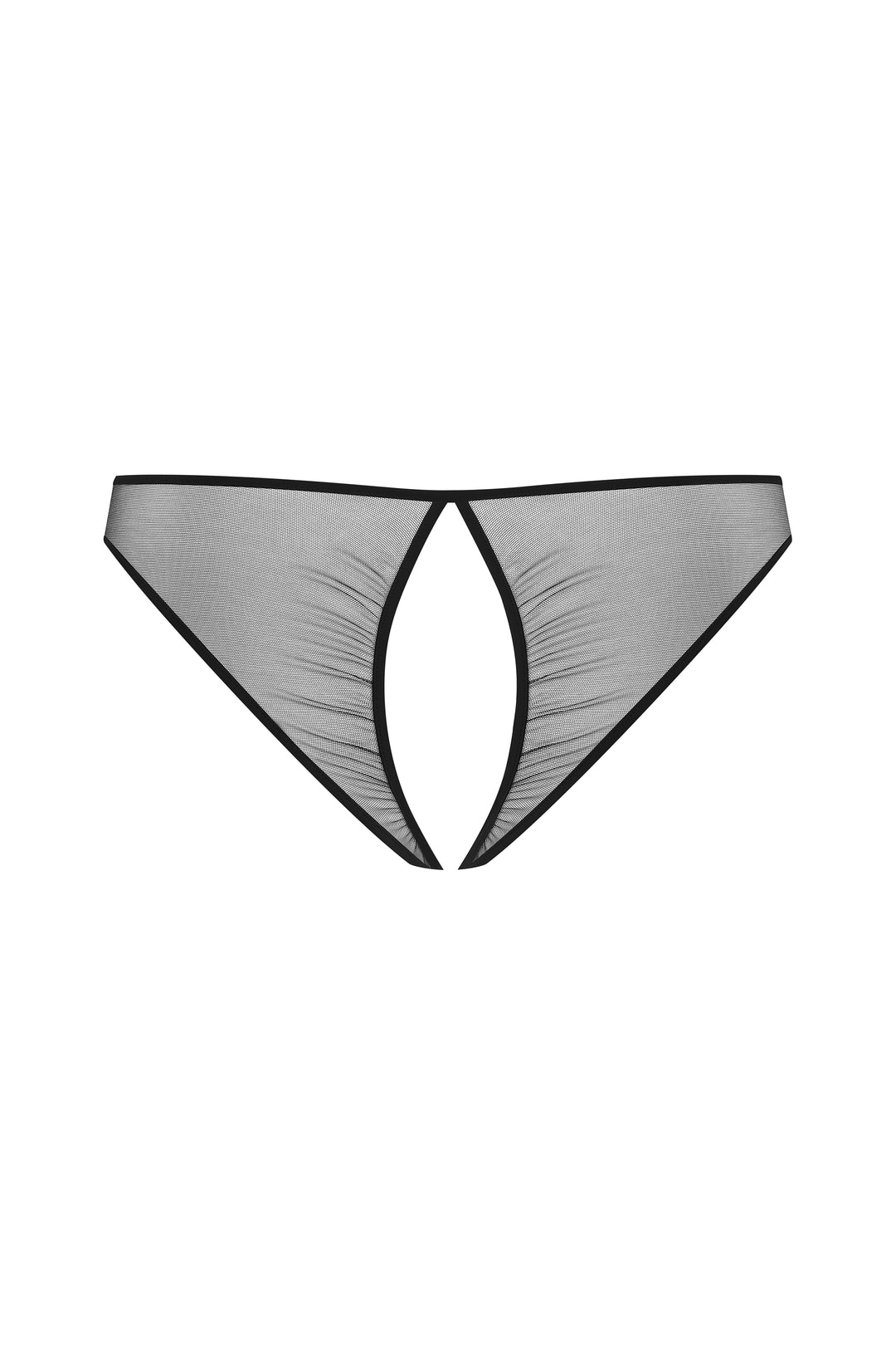 Open Panty - Nuit Fauve with Transparent Pleated Tulle