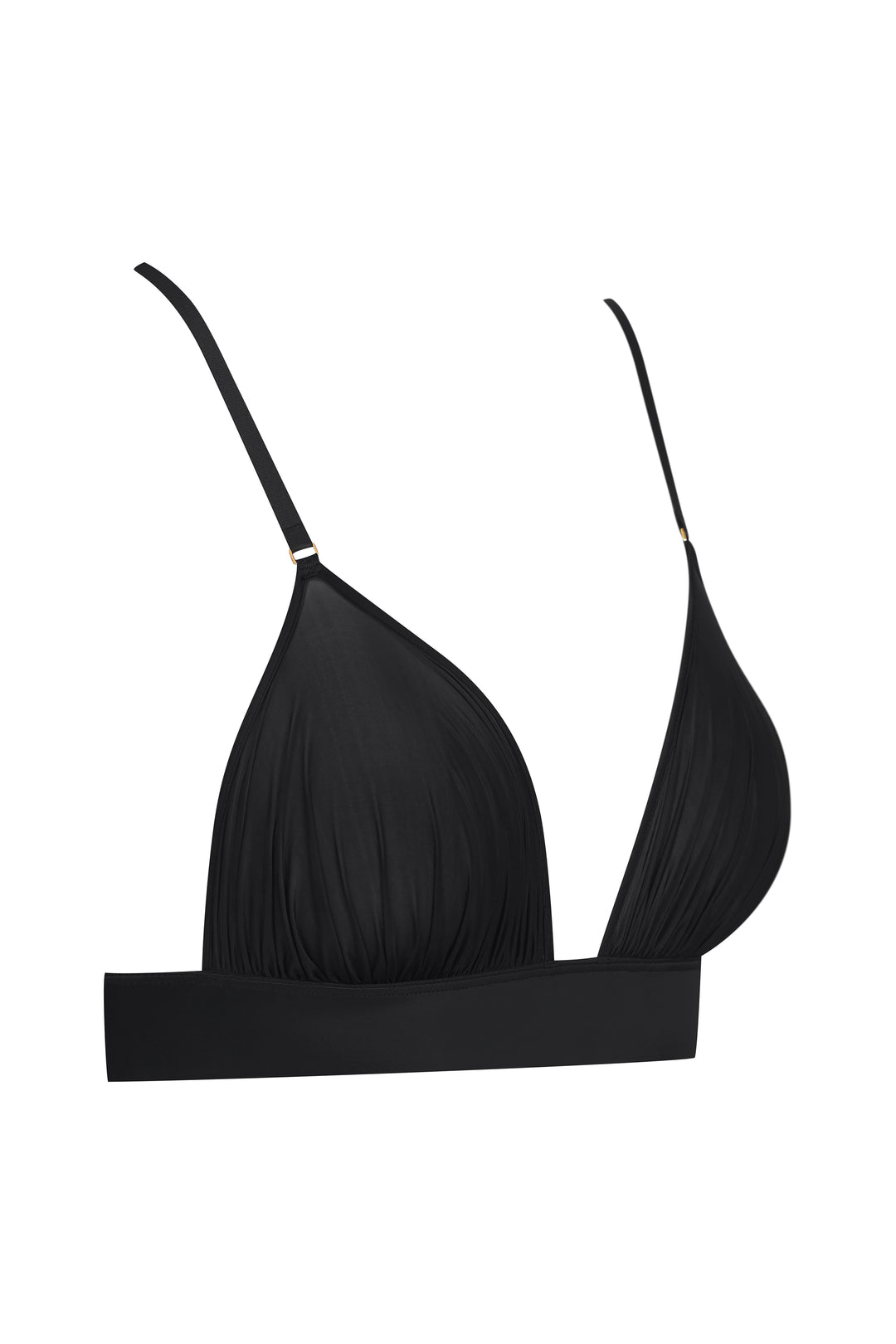 Triangle Bra - Nuit Fauve with Transparent Jersey and Pleated Tulle