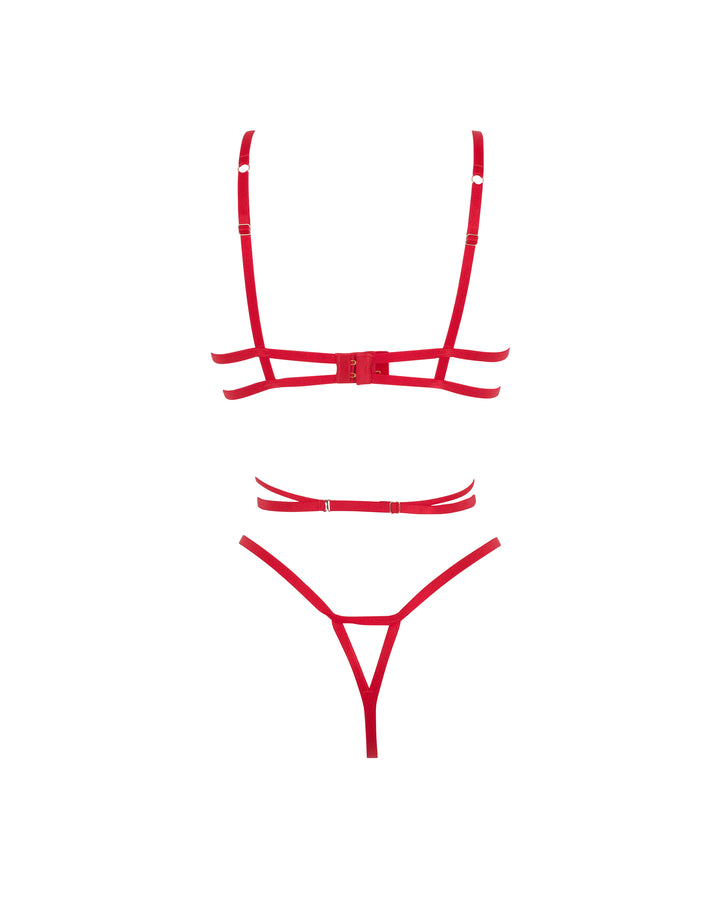 Aria Wired Body - Bold Red Lingerie with Sheer Panels